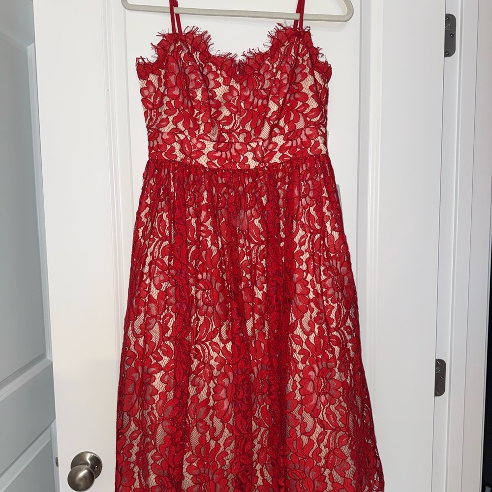 Nordstrom Red Lace Spaghetti-Strap Formal Dress for Girls